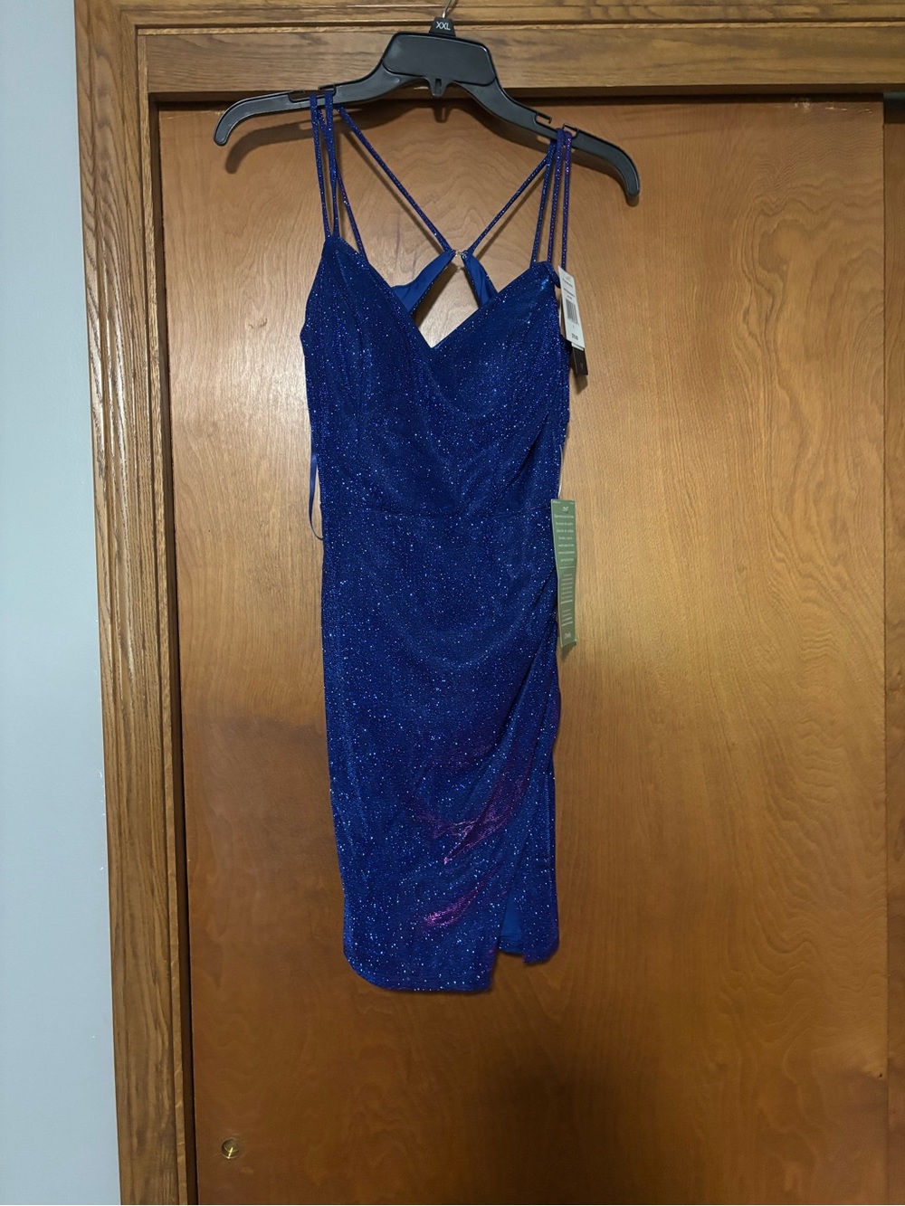 City Triangles Royal Blue Glitter Strappy Mini Dress